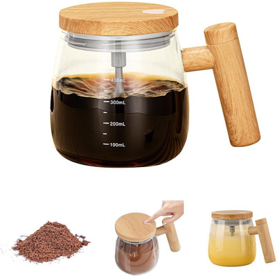 HENVE Self Stirring Coffee Electric Mixing Cup with Lid & Handle Auto Cup To Stir Glass Coffee Mug(400 ml)