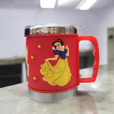 Uniqueation Newest Kids Print Soft Rubber, Milk Drinking Stainless Steel Coffee Mug(350 ml)
