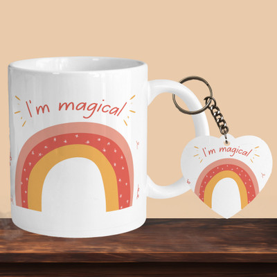 VM SHOPPING MALL I Am Magical R-H Ceramic Coffee Mug(330 ml, Pack of 2)