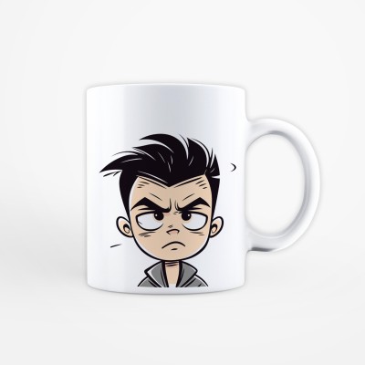 Bj Store Cute Angry Anime Printed Ceramic Coffee Mug(350 ml)