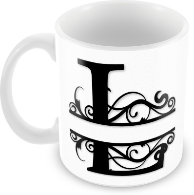 BeyondTrendz Split Alphabet 'L' Letter Printed Premium Quality Gift Tea Cup For Loved Ones Ceramic Coffee Mug(350 ml)