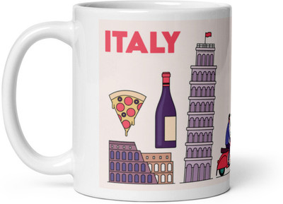 Mr UVD Italy Country Design Pattern Ceramic Coffee Mug(350 ml)