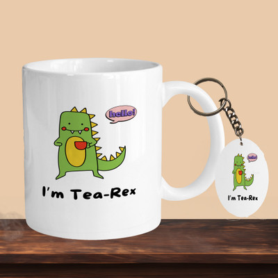 VM SHOPPING MALL I'm Tea Rex R-O Ceramic Coffee Mug(330 ml, Pack of 2)