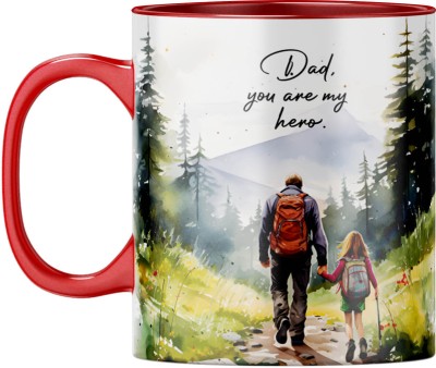 YuBingo Great Dad Hero - Red Inner & Handle, Father’s Day Keepsake Ceramic Coffee Mug(310 ml)