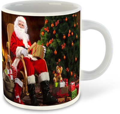 FLEXERSTYLE NEW2025-Merry Christmas Printed White Coffee With Coaster - D5 Ceramic Coffee Mug(325 ml)