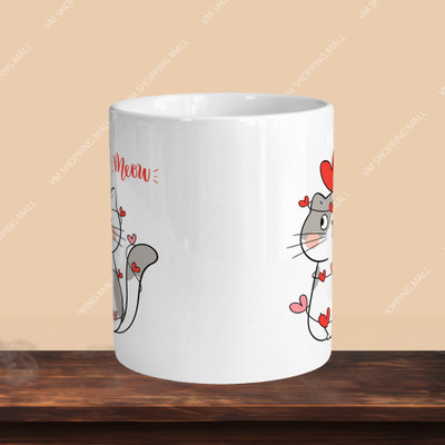 VM MALL 101_Cat Meow R-H Ceramic Coffee Mug(330 ml)