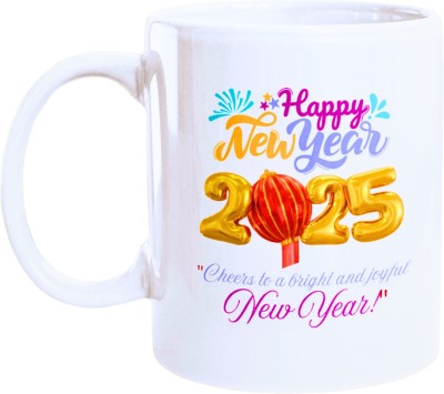 CIC CustomInk Creations Happy New Year Love Gift – Sip in Style This New Year! Ceramic Coffee Mug(350 ml)