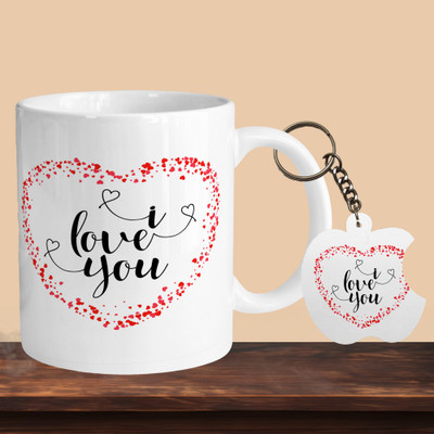 Hunter Studio 101_I Love You 01 R-A Ceramic Coffee Mug(330 ml, Pack of 2)