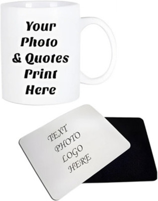 Zipcartz Coffee Cup and Mousepad with Photo and Text Print Combo - Gift for Him/Her Ceramic Coffee Mug(300 ml)