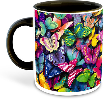 FLEXERSTYLE NEW2025-Butterfly Lover Printed Black Coffee-D5 Ceramic Coffee Mug(325 ml)