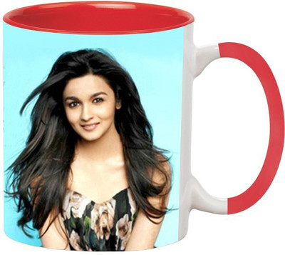 ARTBUG Alia Bhatt Ceramic -498-Red Ceramic Coffee Mug(350 ml)