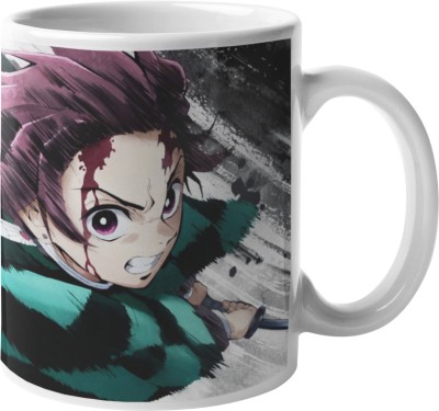 Manga Shop Nezuko & Tanjiro Demon Slayer Anime Printed Hard Quality Shiny Cup For Tea Ceramic Coffee Mug(325 ml)