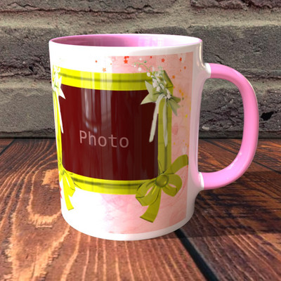 TPA4U Elegant Gift for Birthdays TPD43RM10 Pink Round Handle Ceramic Coffee Mug(330 ml)