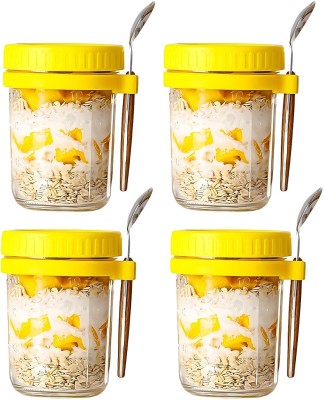 AshandRoh Glass Cereal Dispenser  - 350 ml(Pack of 4, Yellow)