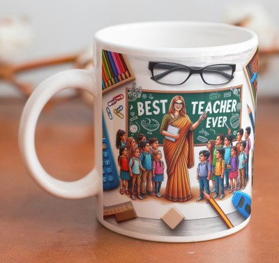 Oducos Best Teacher Ever, Gift for Teacher on Birthday and Teacher's Day Teacher101 Ceramic Coffee Mug(330 ml)