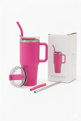 AVRAM Insulated Coffee/Water Tumbler with Handle, Straw & Lid - 1200 ML (40 oz) Plastic, Stainless Steel Tumbler(1200 ml)