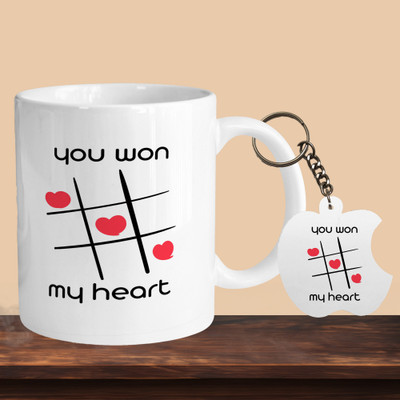 VM MALL 101_You Won My Heart R-A Ceramic Coffee Mug(330 ml, Pack of 2)