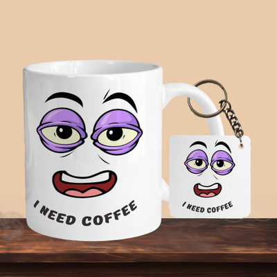 Print Ginnie 101_I Need Coffee R-S Ceramic Coffee Mug(325 ml)