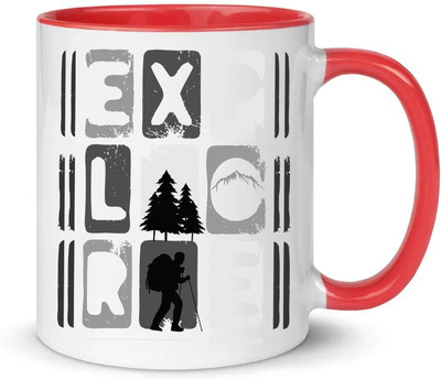 popflip Premium Quality Inner Red Color Printed With Travel01 (12) Ceramic Coffee Mug(350 ml)
