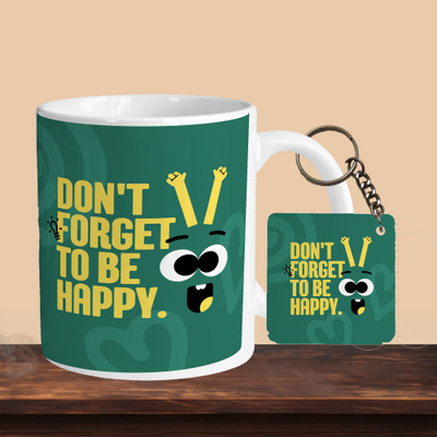 VM MALL 101_Don’T Forget To Be Happy R-S Ceramic Coffee Mug(330 ml, Pack of 2)