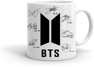 Clapcart BTS Sign (Background White) Printed Ceramic Coffees For BTS Lovers Ceramic Coffee Mug(350 ml)