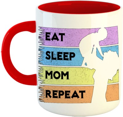 Ovienta Eat Sleep Mom Repeat 830 Ceramic Coffee Mug(325 ml)