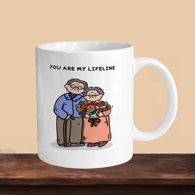 VM SHOPPING MALL You Are My Lifeline R Ceramic Coffee Mug(330 ml, Pack of 2)