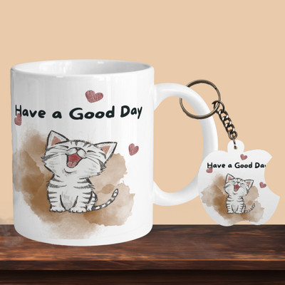 VM MALL 101_Cat Have A Good Day R-A Ceramic Coffee Mug(330 ml)