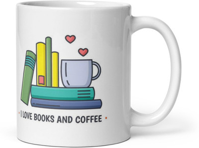 Mr UVD I Love Books And Coffee Graphical Printed Premium Quality_MUGG Ceramic Coffee Mug(350 ml)