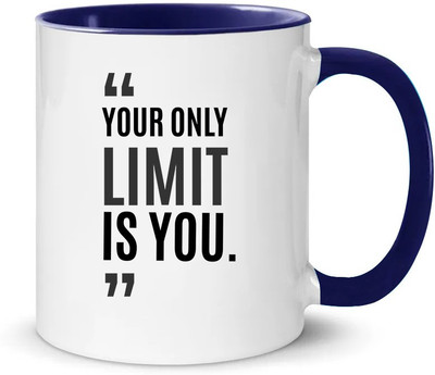 popflip Premium Quality Inner Blue Color Printed With Your Only Limit Is You Ceramic Coffee Mug(350 ml)