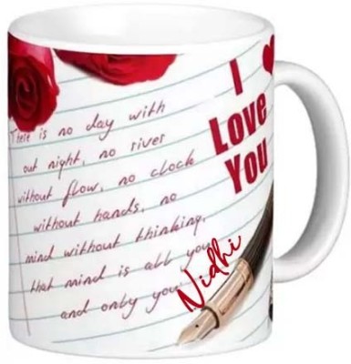 GNS Romantic Gift for Nidhi I Love You Letter 081 Ceramic Coffee Mug(325 ml)