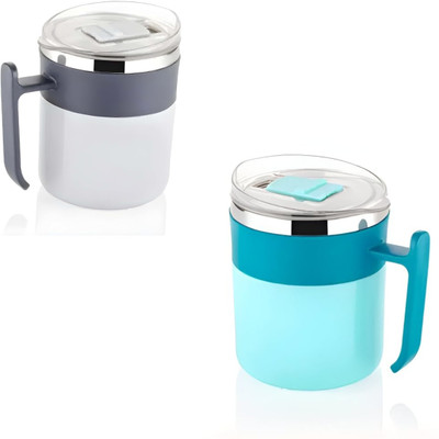 Gripwell Fresho Coffee Lover's First Preferable Sipper Lid Stainless Steel Coffee Mug(300 ml, Pack of 2)