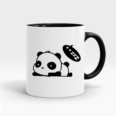 Clapcart Lazy Panda Design Print Ceramic Coffee Mug(350 ml)