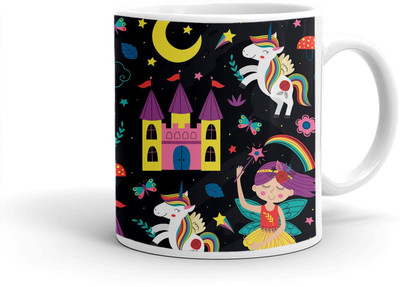 Clapcart Unicorn Pattern Designer Printed Ceramic Ceramic Coffee Mug(350 ml)