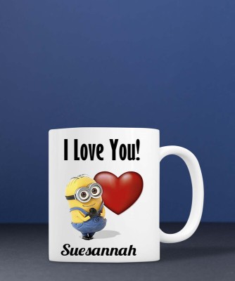 badri creations I Love You Suesannah Super White Coffee Ceramic Coffee Mug(350 ml)