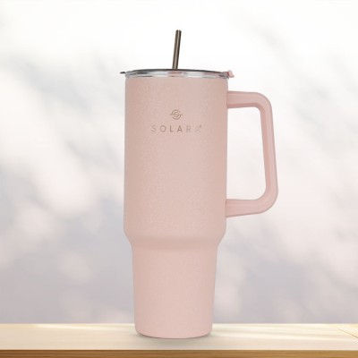 Solara Elixir Insulated with Lid and Straw, Hot & Cold, Office, Gym, Travel,Dusty Pink Stainless Steel Tumbler(1200 ml)