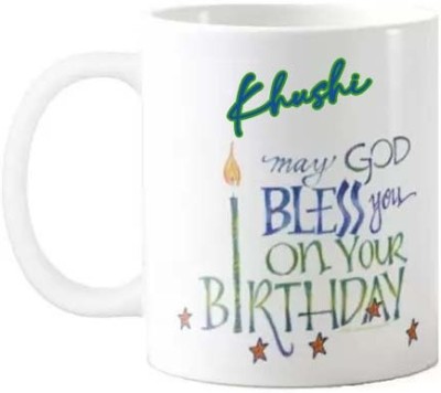 Exocticaa Happy Birthday Gift for Khushi HBD Quote 096 Ceramic Coffee Mug(325 ml)