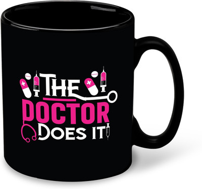 FLEXERSTYLE NEW2025-Docter Printed Design Black Patch Coffee With Coaster - D10 Ceramic Coffee Mug(325 ml)
