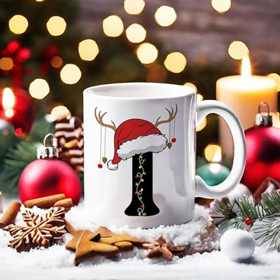 MaddockCorp Christmas Alphabet I White Printed Ceramic Coffee Mug(350 ml)