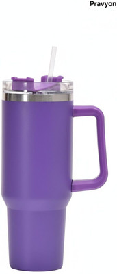Pravyon 1200ML Insulated Travel Tumbler with 2 Straws & Lid, Durable Stainless Steel Stainless Steel, Plastic Tumbler(1200 ml)