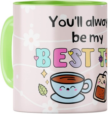 YuBingo Bestie Tea - Light Green Inner & Handle, Cute Funny Present Ceramic Coffee Mug(310 ml)