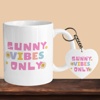 Printhorizon 101_Sunny Vibes Only R-H Ceramic Coffee Mug(330 ml, Pack of 2)