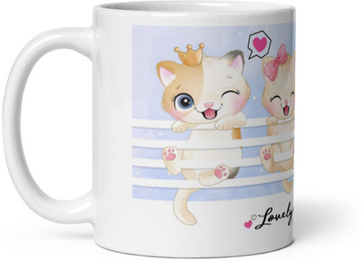Mr UVD Cuteeeesss Kitty Ceramic Coffee Mug(350 ml)
