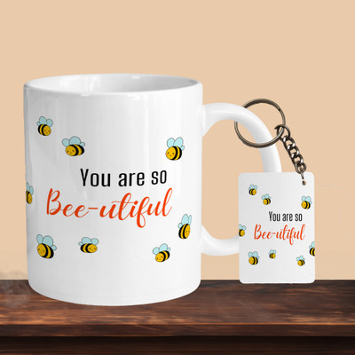 VM SHOPPING MALL You Are So Beautiful R-R Ceramic Coffee Mug(330 ml, Pack of 2)
