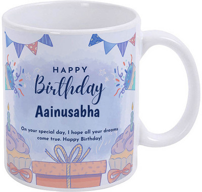 GIFTUATION Happy Birthday Aainusabha / Gift for Birthday Ceramic Coffee Mug(325 ml)