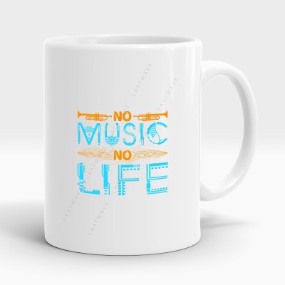 LASTWAVE No Music No Life Design 2, Graphic Printed 325ml Ceramic Coffee Ceramic Coffee Mug(325 ml)