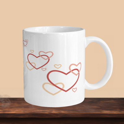 Print Ginnie 101_Hearts R Ceramic Coffee Mug(325 ml, Pack of 2)