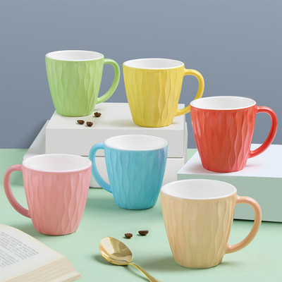 Larah by Borosil 6pc 200ml Tea/Coffee Curl Multicolor Set, Microwave & Dishwasher Safe Opalware Coffee Mug(200 ml, Pack of 6)