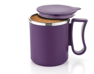MAGICSPOON New Stainless Steel Coffee with Lid (300 ml) (Pack of 1) (Maroon) Stainless Steel Coffee Mug(300 ml)