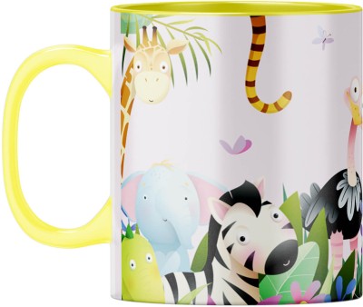 YuBingo Happy Friends - Playful and Positive, Yellow Inner & Handle Ceramic Coffee Mug(310 ml)